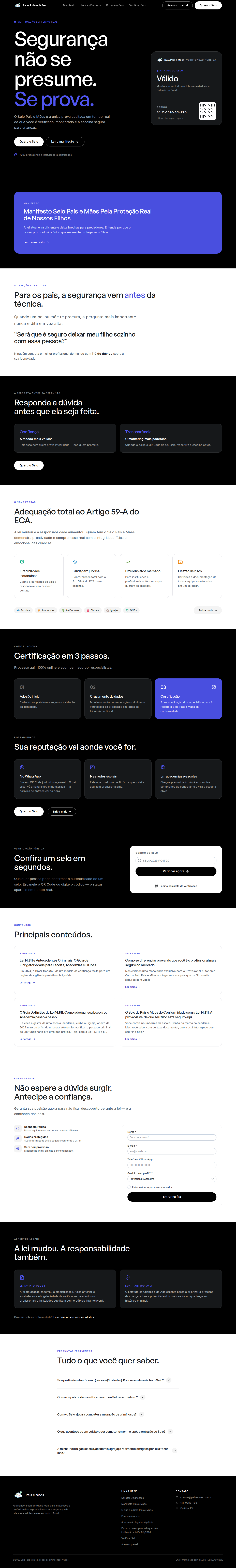 Selo Pais e Mães — Página completa